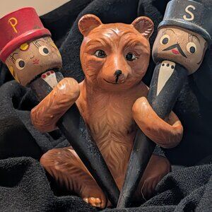 Wooden set of a teddy bear and 2 S&P shakers